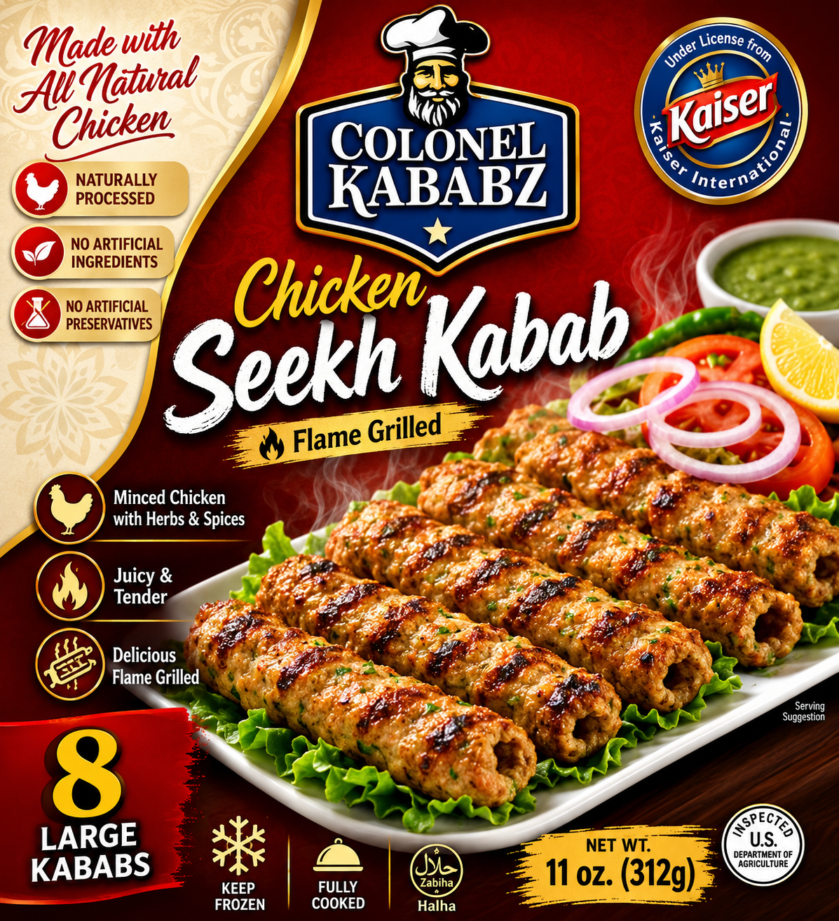 Colonel Kabab Chicken Seekh Kabab – Flame Grilled | Authentic Ready-to-Heat Chicken Kababs
