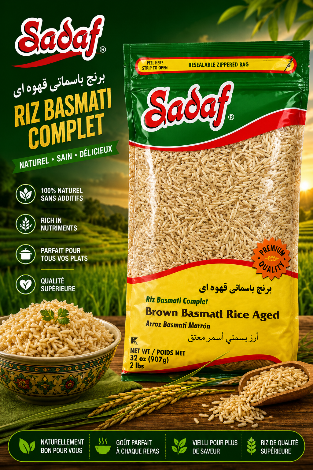 Sadaf Pure Basmati Rice – White Sella Extra Long Grain Rice | Premium Aromatic Rice