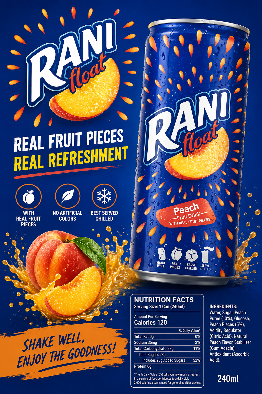 Rani Float Peach Drink – Real Peach Pieces in Every Sip