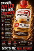 Premier Protein Café Latte Shake – Coffee Flavor with 30g of Protein