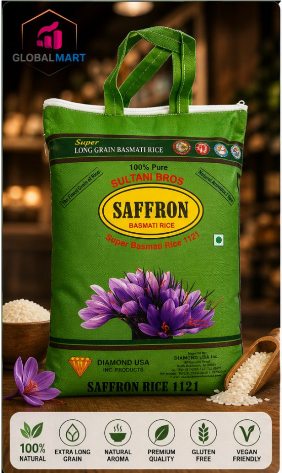 Saffron Super Long Grain Basmati Rice 1121 – Premium Pakistani Rice 10LB