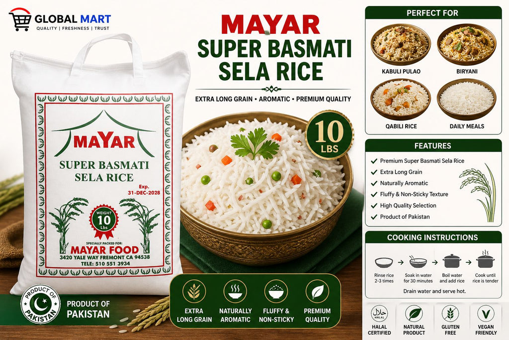 Mayar Super Basmati Sela Rice – Premium Long Grain Rice 10LB