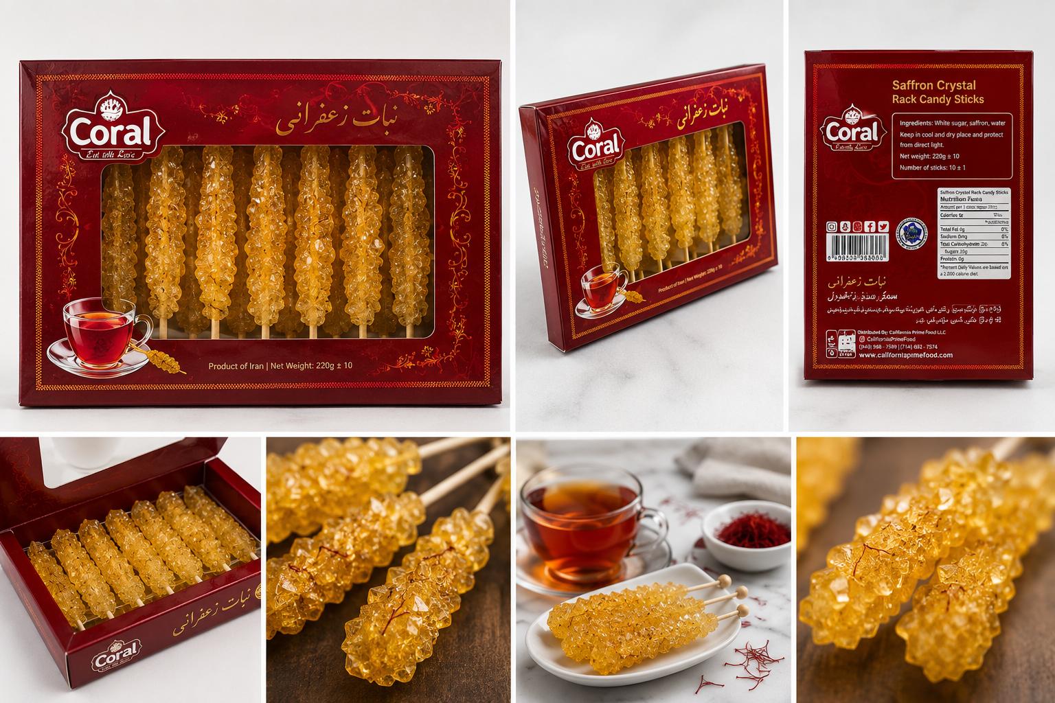 Premium Saffron Rock Candy Sticks