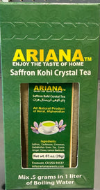 Ariana Saffron Kohi Crystal Tea packaging photograph