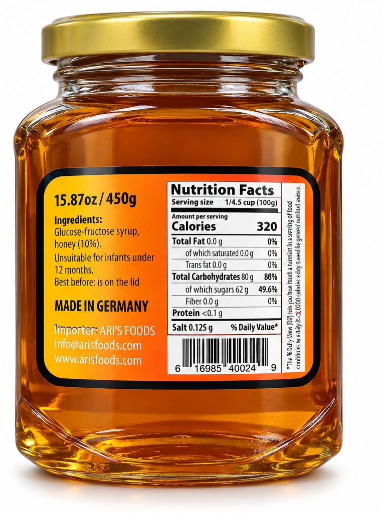 Honig Blend 450g ingredient and nutrition label