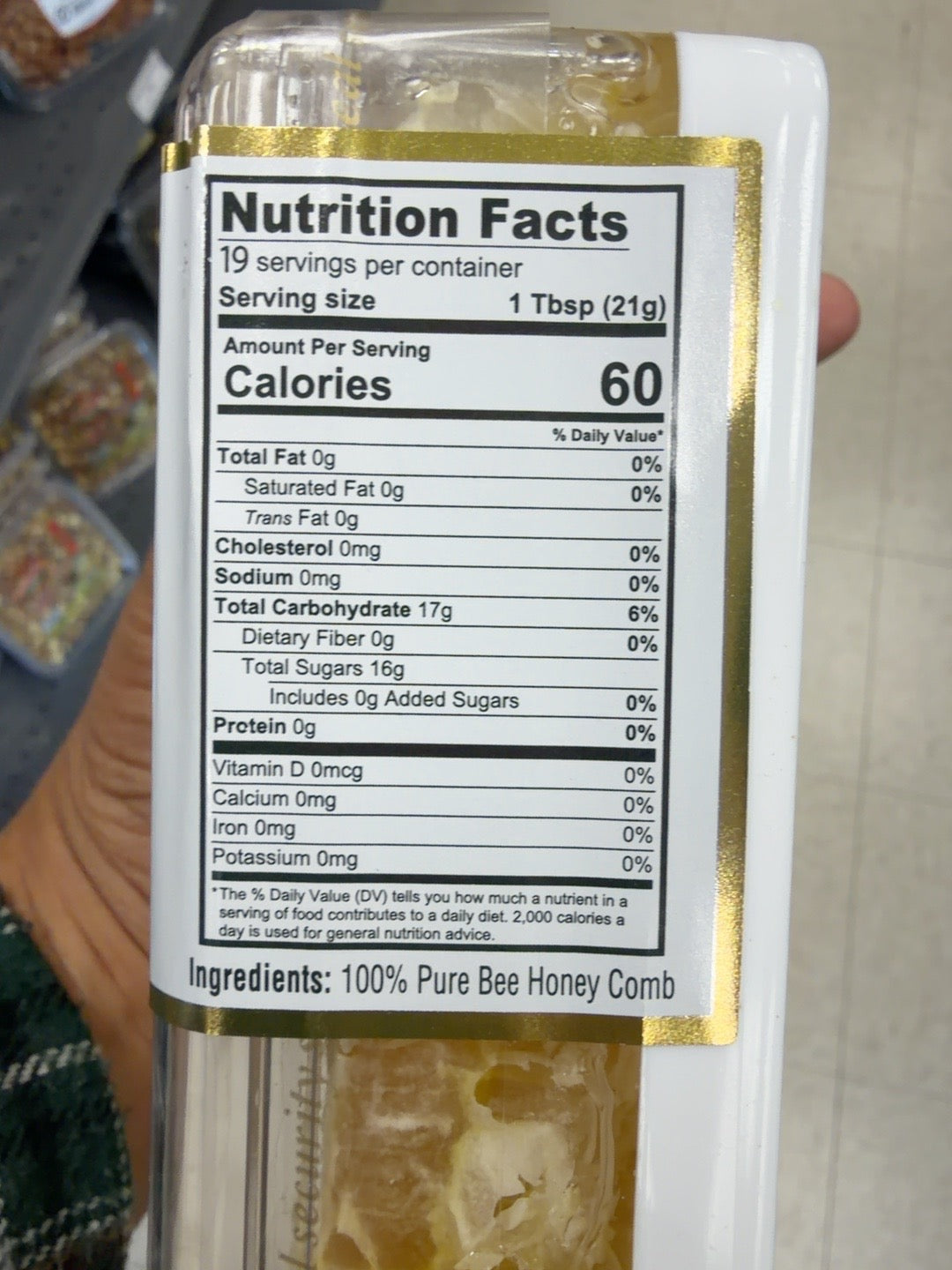 MidEast honey comb ingredient nutrition information